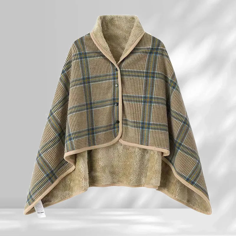 Cozy Plaid Wearable Blanket Wrap – Soft Fleece Shawl Throw