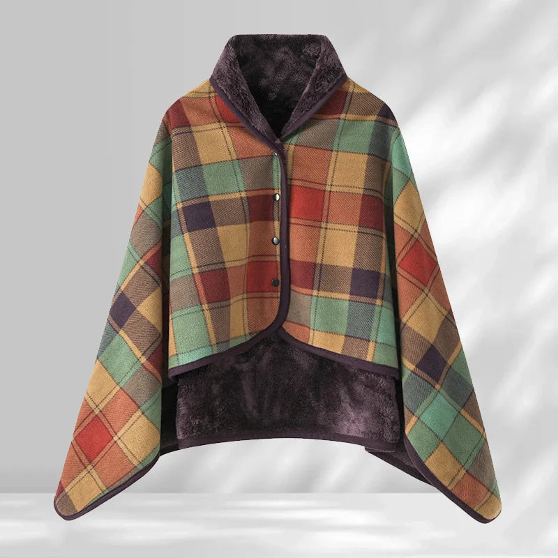 Cozy Plaid Wearable Blanket Wrap – Soft Fleece Shawl Throw