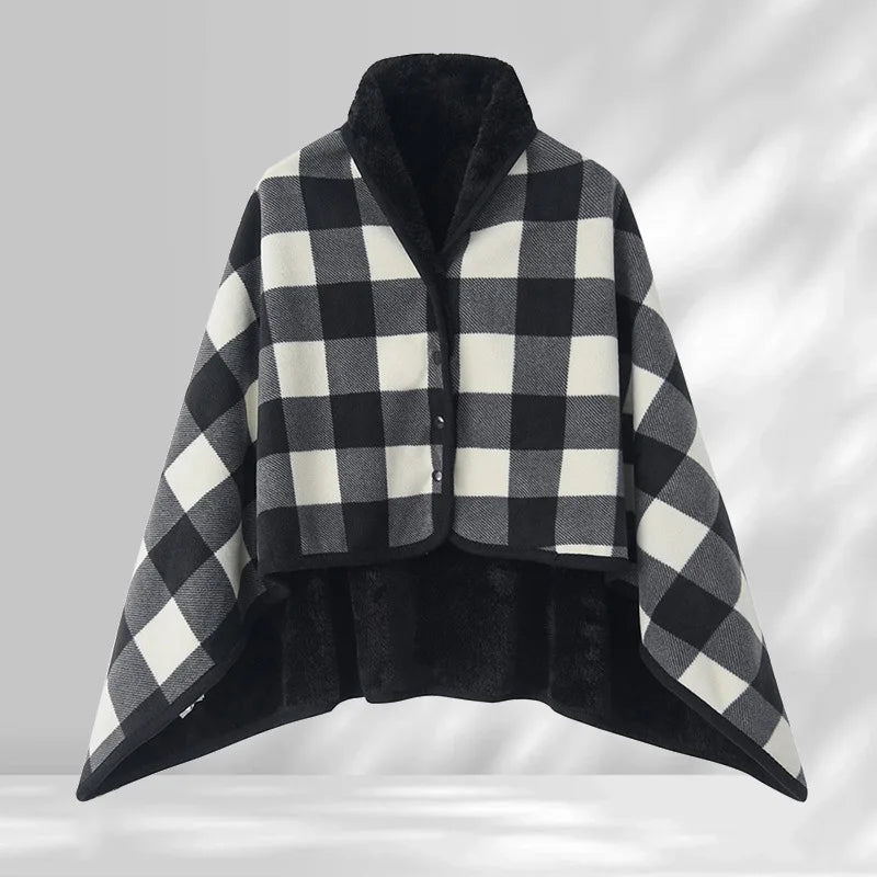 Cozy Plaid Wearable Blanket Wrap – Soft Fleece Shawl Throw