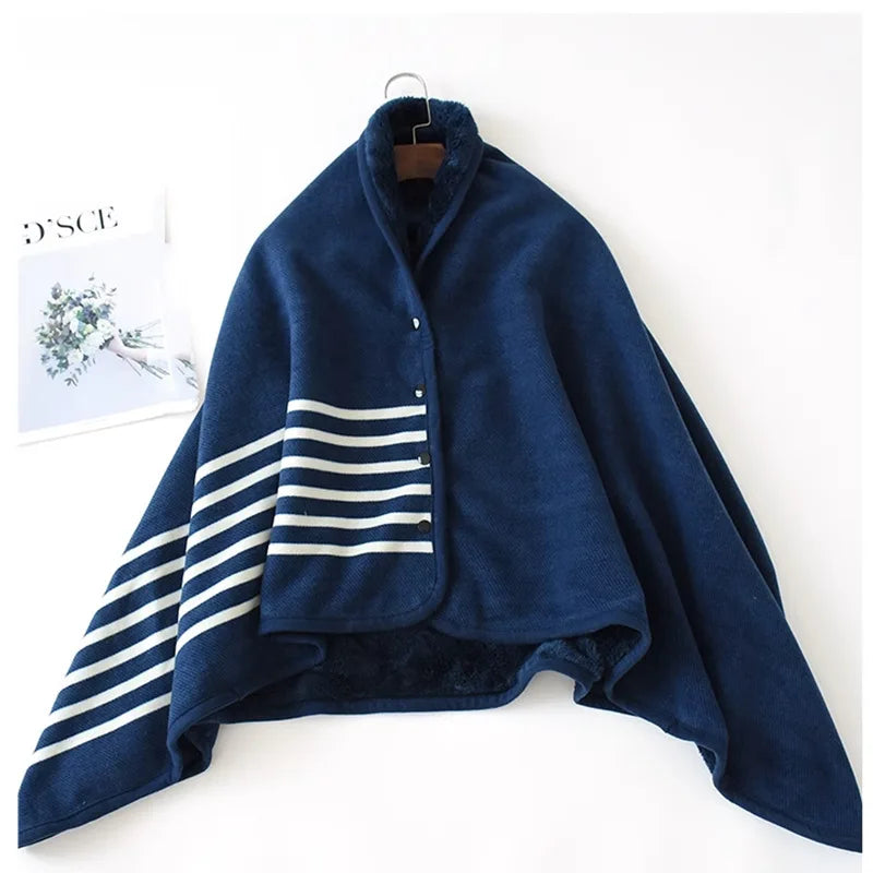 Cozy Plaid Wearable Blanket Wrap – Soft Fleece Shawl Throw
