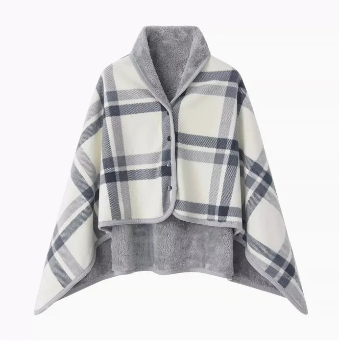Cozy Plaid Wearable Blanket Wrap – Soft Fleece Shawl Throw