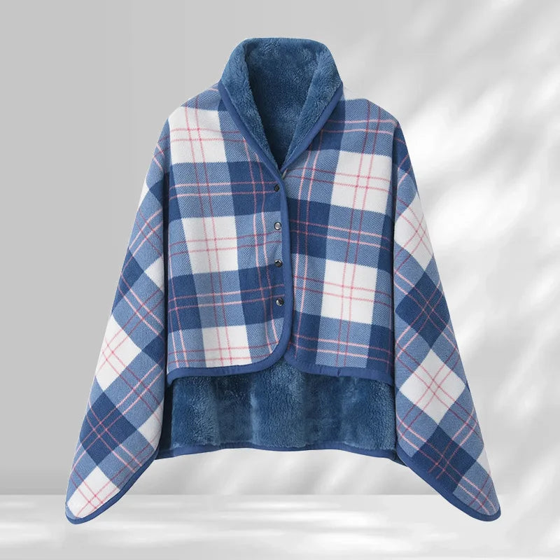Cozy Plaid Wearable Blanket Wrap – Soft Fleece Shawl Throw
