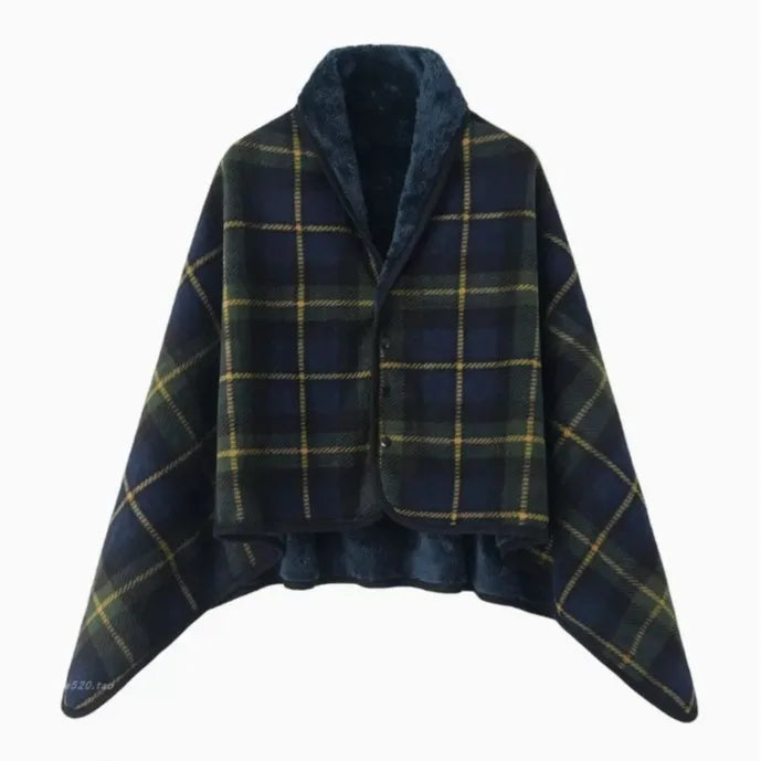 Cozy Plaid Wearable Blanket Wrap – Soft Fleece Shawl Throw