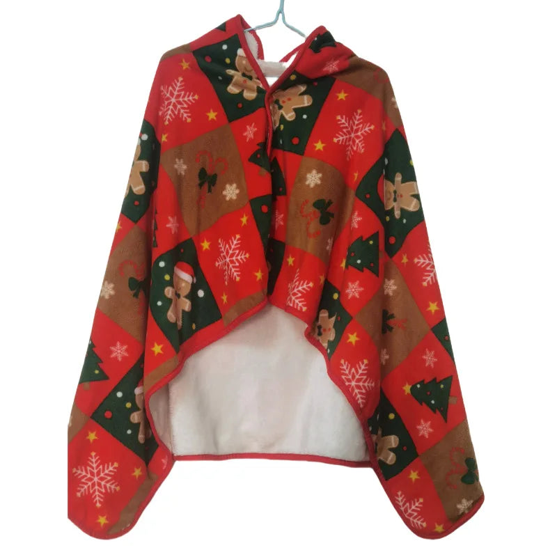 Cozy Plaid Wearable Blanket Wrap – Soft Fleece Shawl Throw